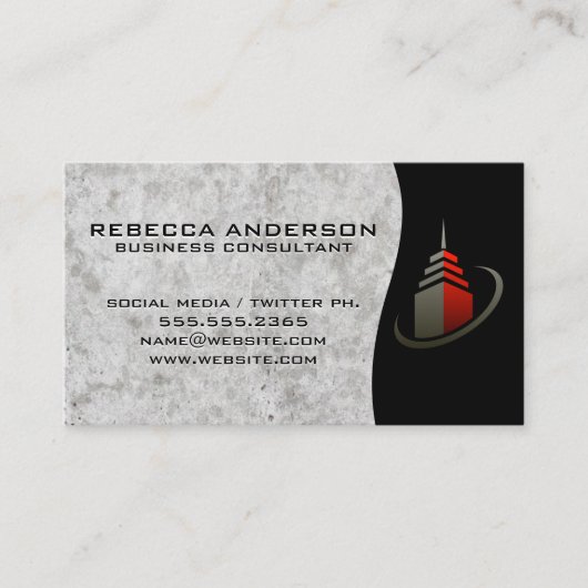 Pictogram wolkenkrabber / beursgrafiek visitekaartje (Voorkant)