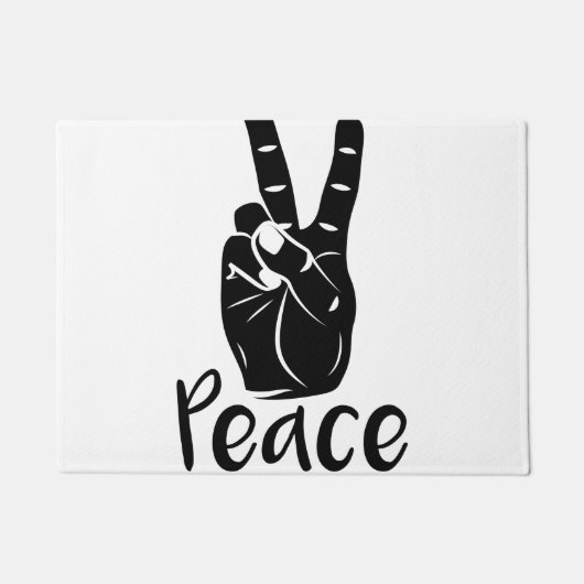 Pictogramhandvredesbord met tekst "PEACE" Deurmat (Voorkant)