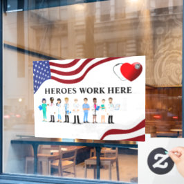 Pictogrammedewerkers van ziekenhuisherten aanpasse raamsticker