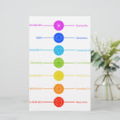 Pictogrammen van Chakra met respectieve kleuren Briefpapier (Staand voorkant)