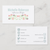 Pictogrammen van de Floral sociale media Visitekaartje (Voorkant / Achterkant)