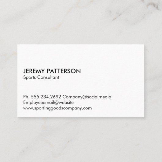 Pictogrammen van diverse sportartikelen visitekaartje (Achterkant)