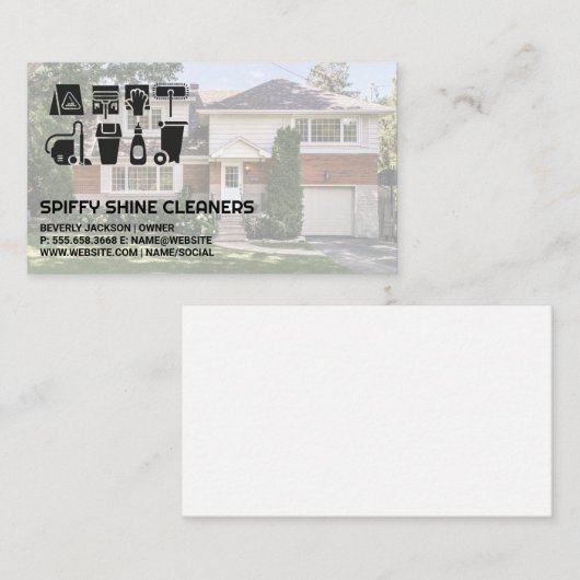 Pictogrammen van het hulpprogramma voor schonere v visitekaartje (Voorkant / Achterkant)