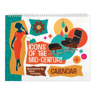 Pictogrammen van het midden van de eeuw kalender