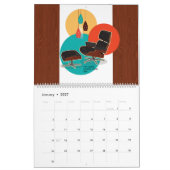 Pictogrammen van het midden van de eeuw kalender (Jan 2027)