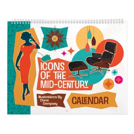 Pictogrammen van het midden van de eeuw kalender (Hoes)
