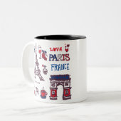 Pictogrammen van Parijs Tweekleurige Koffiemok (Voorkant links)