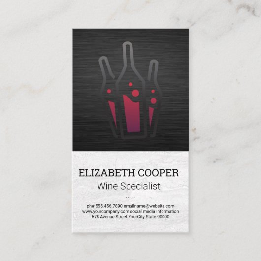 Pictogrammen van wijnflessen visitekaartje (Voorkant)