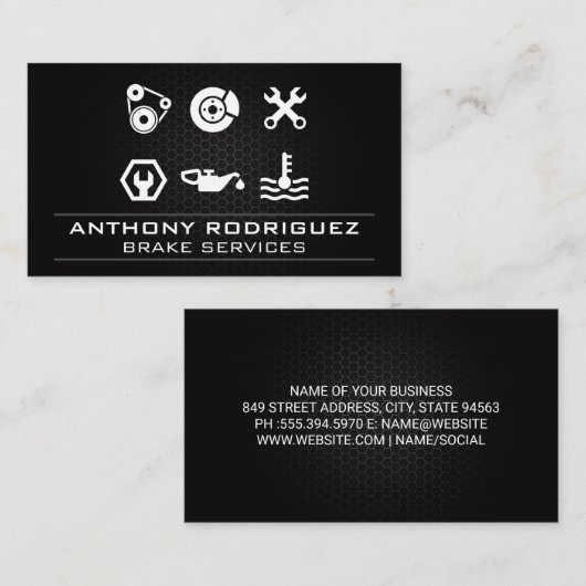 Pictogrammen voor autodiensten | Auto Visitekaartje (Voorkant / Achterkant)