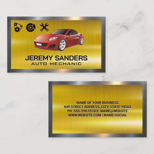 Pictogrammen voor automatische service | Mechanisc Visitekaartje (Voorkant / Achterkant)