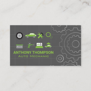 Pictogrammen voor Autoreparatie   Mechanische Onde Visitekaartje