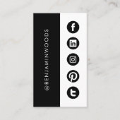 Pictogrammen voor de sociale media zwart-wit, mode visitekaartje (Voorkant)