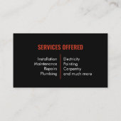 Pictogrammen voor handymanservices visitekaartje (Achterkant)