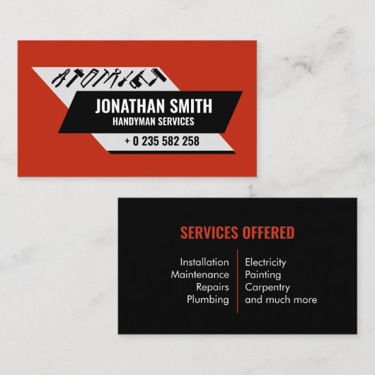 Pictogrammen voor handymanservices visitekaartje (Voorkant / Achterkant)