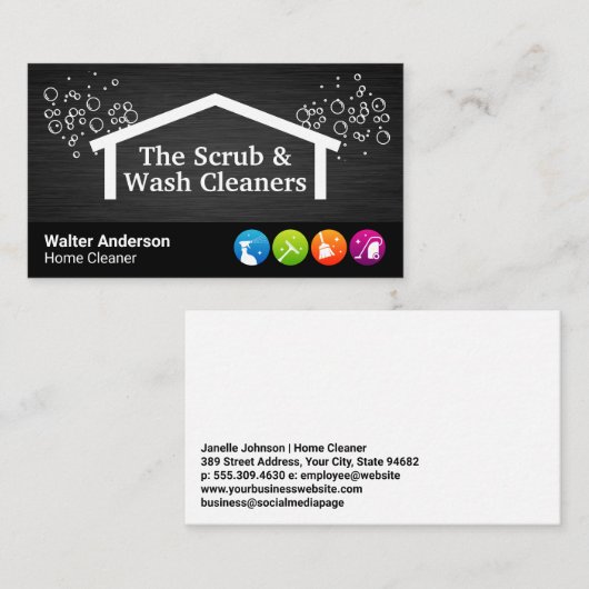 Pictogrammen voor het schoonmaken van het huis | Z Visitekaartje (Voorkant / Achterkant)