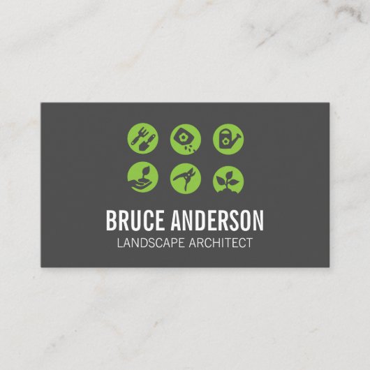 Pictogrammen voor landschapsontwerp visitekaartje (Voorkant)