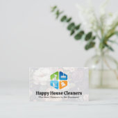 Pictogrammen voor schoonmaakapparatuur visitekaartje (Staand voorkant)