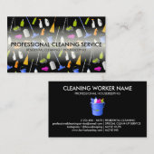 Pictogrammen voor schoonmaakdiensten Cute zwart Visitekaartje (Voorkant / Achterkant)