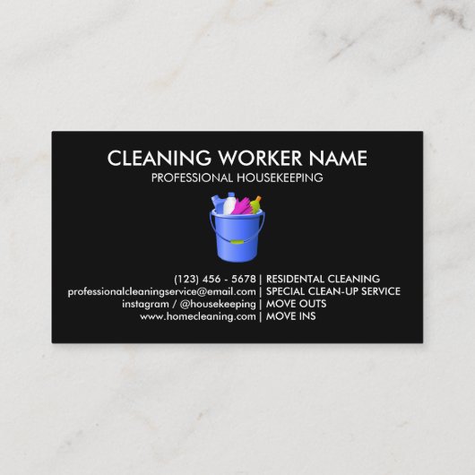 Pictogrammen voor schoonmaakdiensten Cute zwart Visitekaartje (Achterkant)