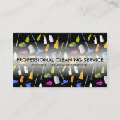 Pictogrammen voor schoonmaakdiensten Cute zwart Visitekaartje (Voorkant)