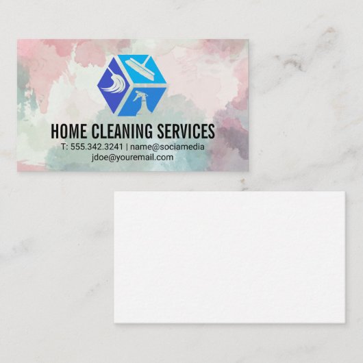 Pictogrammen voor schoonmaakservice | witgouden ma visitekaartje (Voorkant / Achterkant)