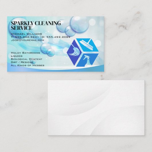 Pictogrammen voor schoonmaakservices | huishoudste visitekaartje (Voorkant / Achterkant)