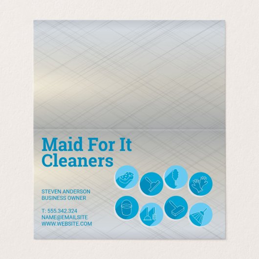 Pictogrammen voor schoonmaakservices visitekaartje (Buitenkant ongevouwen)