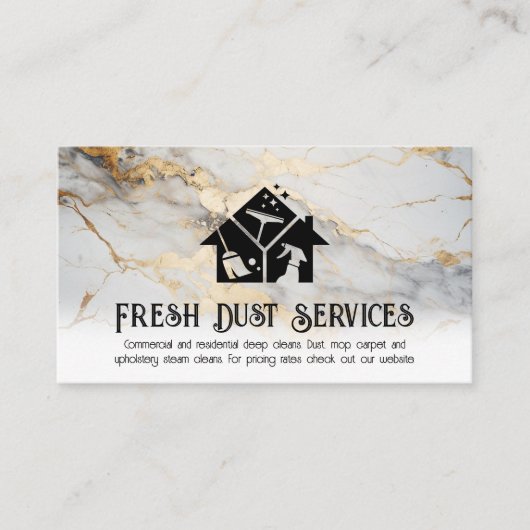 Pictogrammen voor schoonmaken | Goudfoliemarmer Visitekaartje (Voorkant)