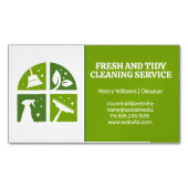 Pictogrammen voor schoonmaken groen | Badkamer Teg Magnetisch Visitekaartje (Voorkant)