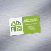 Pictogrammen voor schoonmaken groen | Badkamer Teg Magnetisch Visitekaartje (Voorbeeld)