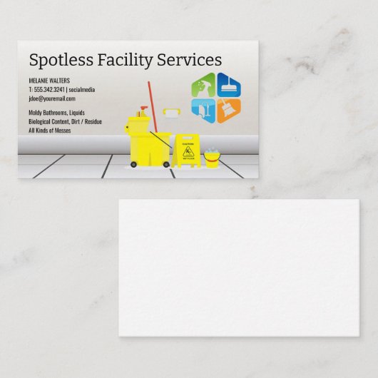 Pictogrammen voor schoonmaken | Huishoudelijke uit Visitekaartje (Voorkant / Achterkant)