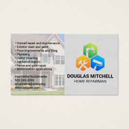 Pictogrammen voor thuisreparatie visitekaartje