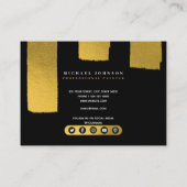 Pictogrammen voor zwarte en gouden sociale media visitekaartje (Achterkant)