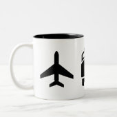 PictogramMok 'Planes/Trains/Automobiles' Tweekleurige Koffiemok (Links)