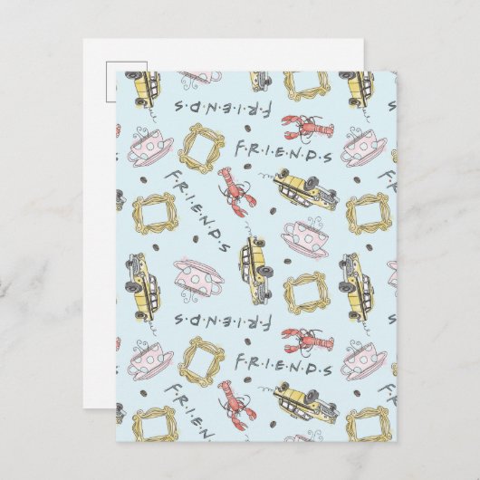 Pictogrampatroon FRIENDS™ Waterverf Uitnodiging Briefkaart (Voorkant / Achterkant)