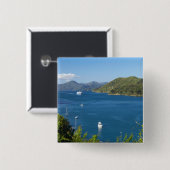 Picton Harbour, Marlborough Sound, South Vierkante Button 5,1 Cm (Voorkant /achterkant)