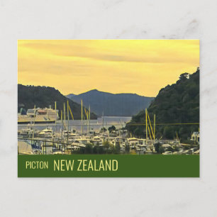 Picton New Zealand Marlborough-geluiden reizen Briefkaart