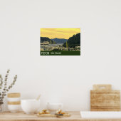 Picton New Zealand Marlborough Sound-reisafdruk Poster (Keuken)