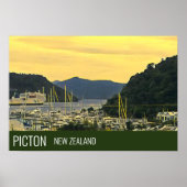 Picton New Zealand Marlborough Sound-reisafdruk Poster (Voorkant)