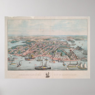 Pictorial Map of Annapolis MD (1864) Poster