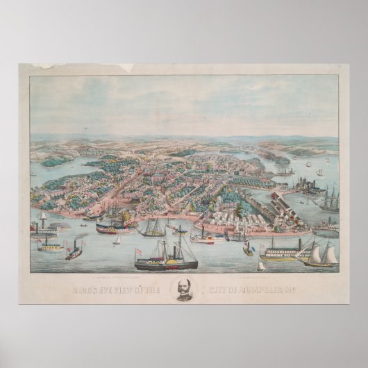 Pictorial Map of Annapolis MD (1864) Poster (Voorkant)