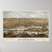 Pictorial Map of Appleton WI (1874) Poster (Voorkant)