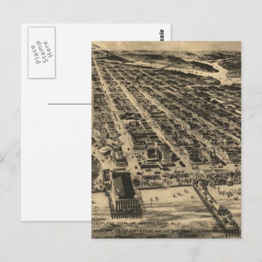  Pictorial Map of Asbury Park NJ (1910) Briefkaart (Voorkant / Achterkant)