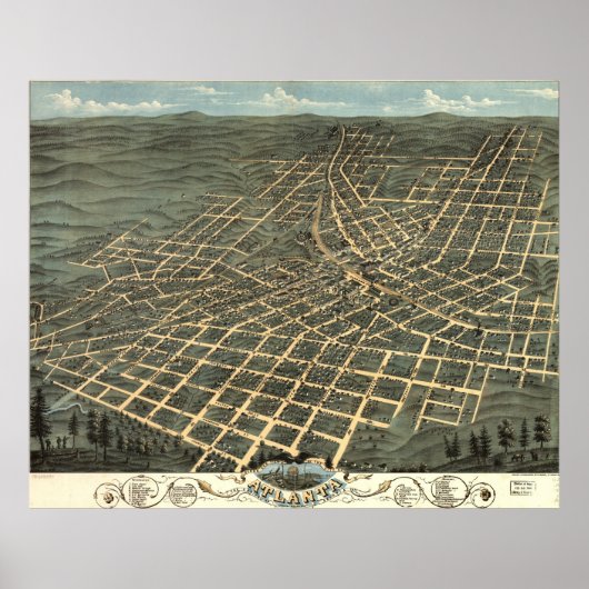  Pictorial Map of Atlanta (1871) Poster (Voorkant)