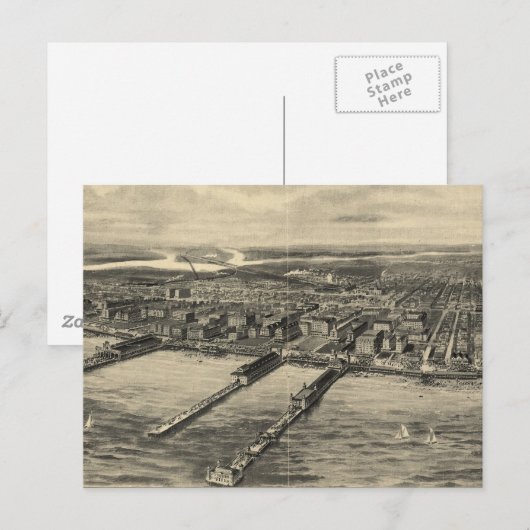  Pictorial Map of Atlantic City (1909) Briefkaart (Voorkant / Achterkant)