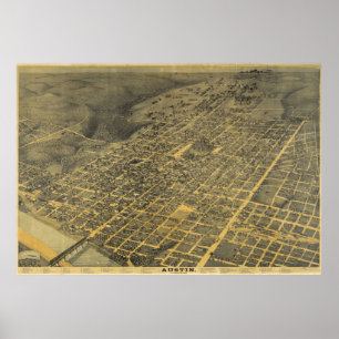 Pictorial Map of Austin Texas (1887) Poster
