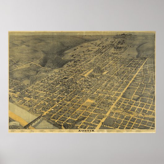  Pictorial Map of Austin Texas (1887) Poster (Voorkant)