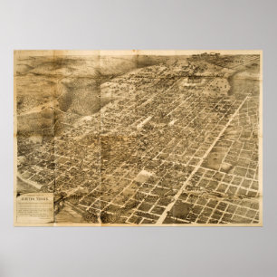  Pictorial Map of Austin Texas (1890) Poster