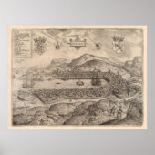  Pictorial Map of Bergen Norway (1588) Poster (Voorkant)