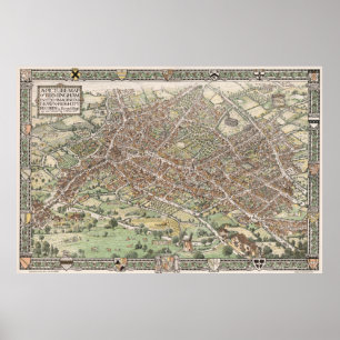  Pictorial Map of Birmingham England (1923) Poster